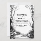 黒白山林ウェディング 招待状 (正面)
