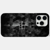 黒白幾何学模様のスパークリーな抽象モノグラム Case-Mate iPhoneケース (裏面 (横))