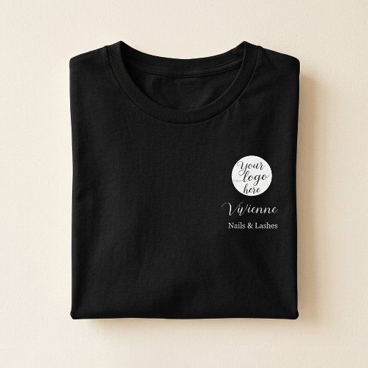 黒白従業員名ビジネスロゴサロン Tシャツ