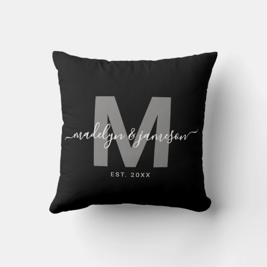 黒白新婚夫婦名イニシャル クッション (裏面)
