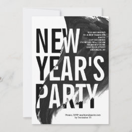 黒白水彩大晦日パーティー 招待状