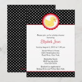 黒白水玉うずらっ子ベビーシャワー 招待状 (正面/裏面)