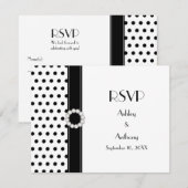 黒白水玉ウェディングRSVP返信 出欠カード (正面/裏面)