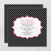 黒白水玉ピンクフレーム 受付のみ 招待状 (正面/裏面)