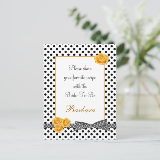 黒白水玉模様のバラのレシピカード ポストカード (スタンド正面)