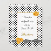 黒白水玉模様のバラのレシピカード ポストカード (正面/裏面)