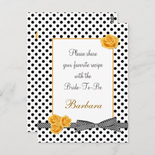 黒白水玉模様のバラのレシピカード ポストカード (正面/裏面)