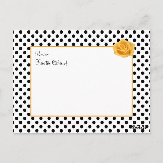 黒白水玉模様のバラのレシピカード ポストカード (裏面)