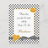 黒白水玉模様のバラのレシピカード ポストカード (正面)