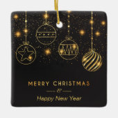 黒白熱［赤熱］光を放つに金ゴールド球根を星にする セラミックオーナメント (正面)