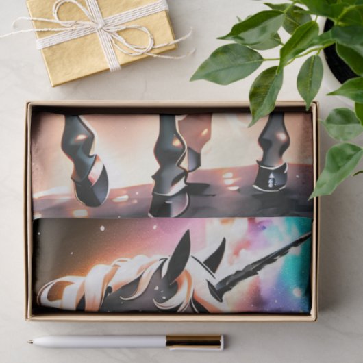 黒白熱［赤熱］光を放つユニコーンファンタジー誕生日ギフトラップ 薄葉紙 (ギフト)