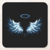 黒白熱［赤熱］光を放つ地に青天使翼 スクエアペーパーコースター (正面)