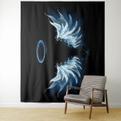 黒白熱［赤熱］光を放つ地に青天使翼 タペストリー (インサイチュ)