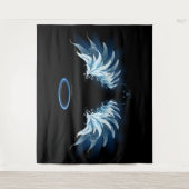 黒白熱［赤熱］光を放つ地に青天使翼 タペストリー (正面)