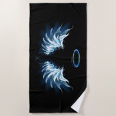 黒白熱［赤熱］光を放つ地に青天使翼 ビーチタオル (正面)