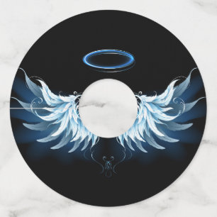 黒白熱［赤熱］光を放つ地に青天使翼 ワイングラスタグ