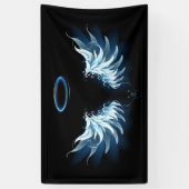 黒白熱［赤熱］光を放つ地に青天使翼 横断幕 (縦)