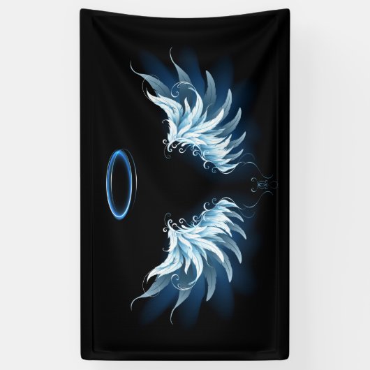 黒白熱［赤熱］光を放つ地に青天使翼 横断幕 (縦)