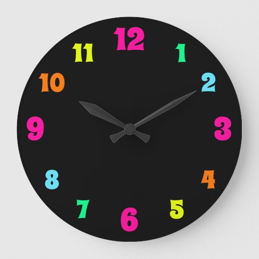 黒白熱［赤熱］光を放つ色のネオン ラージ壁時計 (正面)