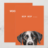 黒白犬の顔の肖像 招待状 (正面/裏面)