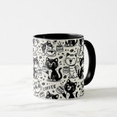 黒白猫のコーヒーマグカップ 楽しい マグカップ (正面右)