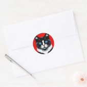 黒白猫の青い目 🐱💙 ラウンドシール (封筒)