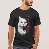 黒白猫の顔 Tシャツ (正面)