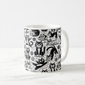 黒白猫柄マグカップ コーヒーマグカップ (正面右)