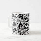 黒白猫柄マグカップ コーヒーマグカップ (正面左)