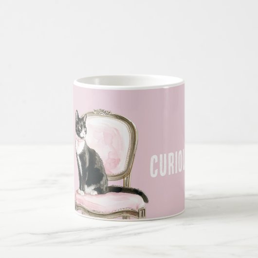 黒白猫 ピンクの椅子 コーヒーマグカップ (中央)