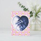 黒白猫 鳥 愛 水彩画 シーズンポストカード (スタンド正面)