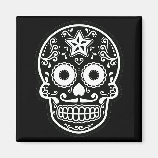 黒白糖スカル星 マグネット (正面)