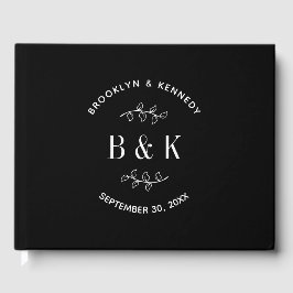 黒白花ボタニカルモノグラム カップル名 ゲストブック