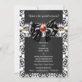 黒白赤のダマスク織 エレガント 招待状 (裏面)