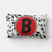 黒白赤のダルメシアンの斑点 ランバークッション (裏面)