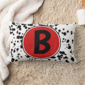 黒白赤のダルメシアンの斑点 ランバークッション (ブランケット)