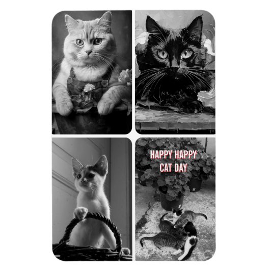黒白赤猫の日 マグネット (縦)