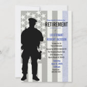 黒白青旗 警察 退職 招待状 (正面)