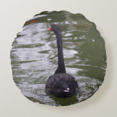 黒白鳥の丸い枕 ラウンドクッション (正面)