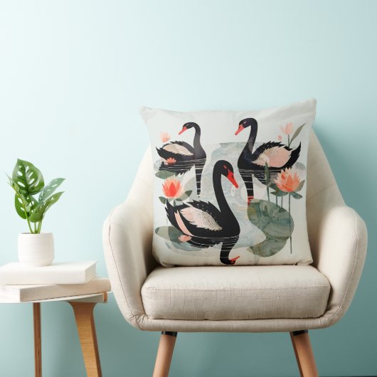 黒白鳥 クッション (椅子)