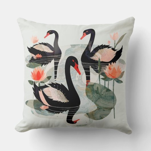 黒白鳥 クッション (正面)