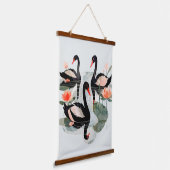 黒白鳥 吊り下げ型タペストリー (傾斜あり)