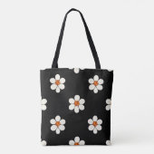 黒白黄色の花柄デザイン  トートバッグ (裏面)