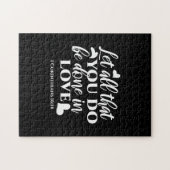 黒白1コリント16:14聖書の聖句アート ジグソーパズル (横)