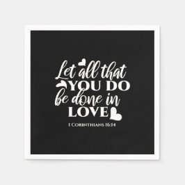黒白1コリント16:14聖書の聖句アート スタンダードカクテルナプキン