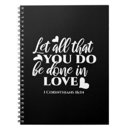 黒白1コリント16:14聖書の聖句アート ノートブック