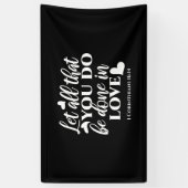 黒白1コリント16:14聖書の聖句アート 横断幕 (縦)