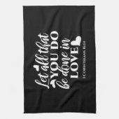 黒白1コリント16:14聖書の聖句 キッチンタオル (縦)