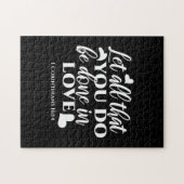 黒白1コリント16:14聖書の聖句 ジグソーパズル (横)