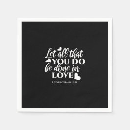 黒白1コリント16:14聖書の聖句 スタンダードカクテルナプキン